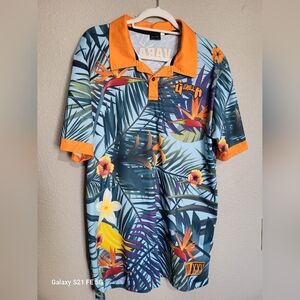 Gorilla Disc Golf Vara Tropical Print Polo Shirt XL